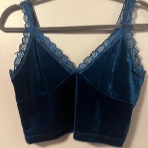 Blue velvet crop top